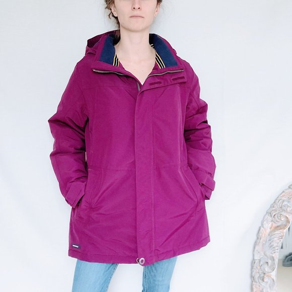 Lands' End Squall Plum Purple Full Zip Hooded Outerwear Rain Jacket Womens Small - Picture 2 of 16